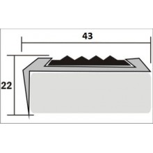 Leņķa profils ar pretslīdes gumiju 22х43mm/90cm zelta krāsa